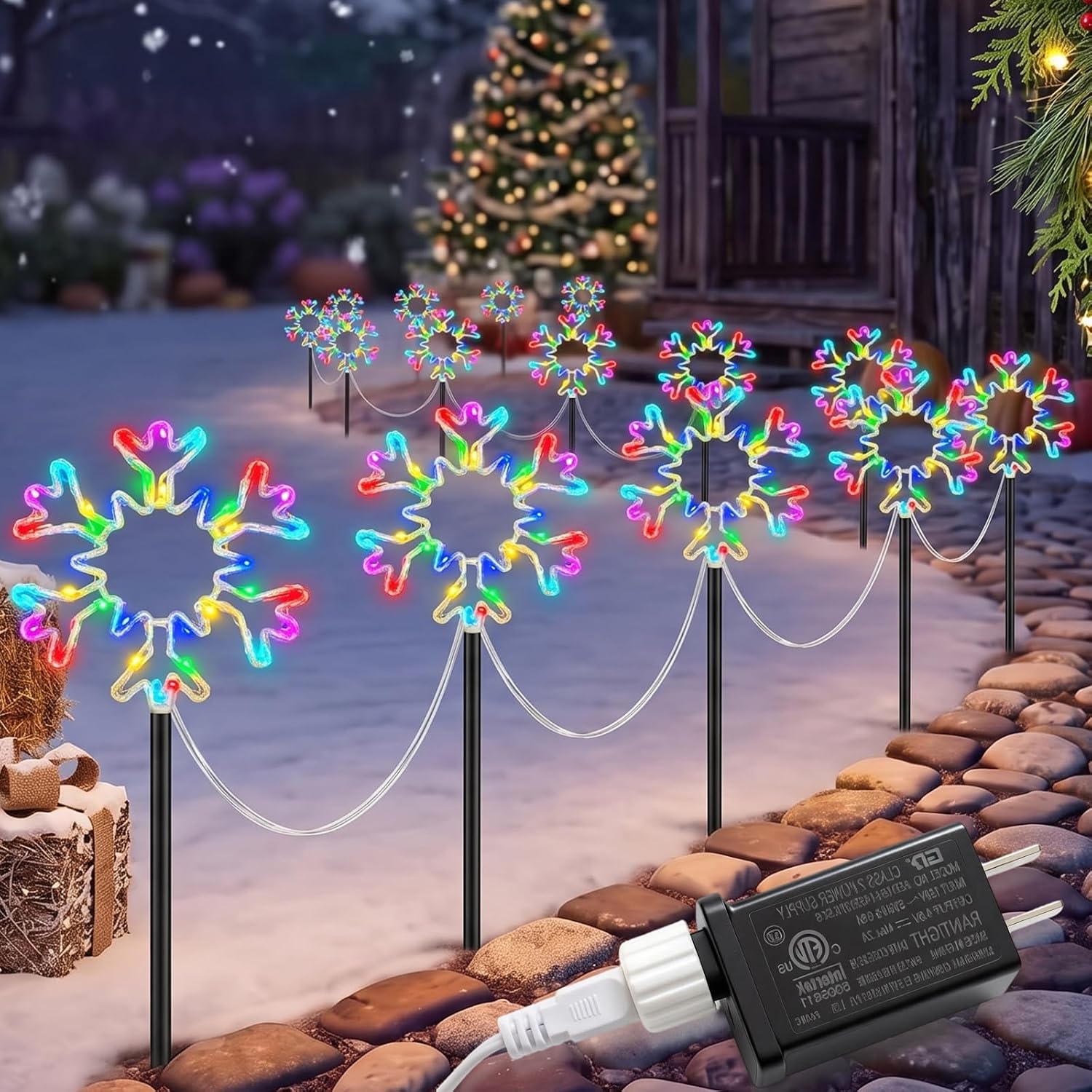 Outdoor Lighting Pathway - 크리스마스 눈꽃 모양 야외 통로 조명