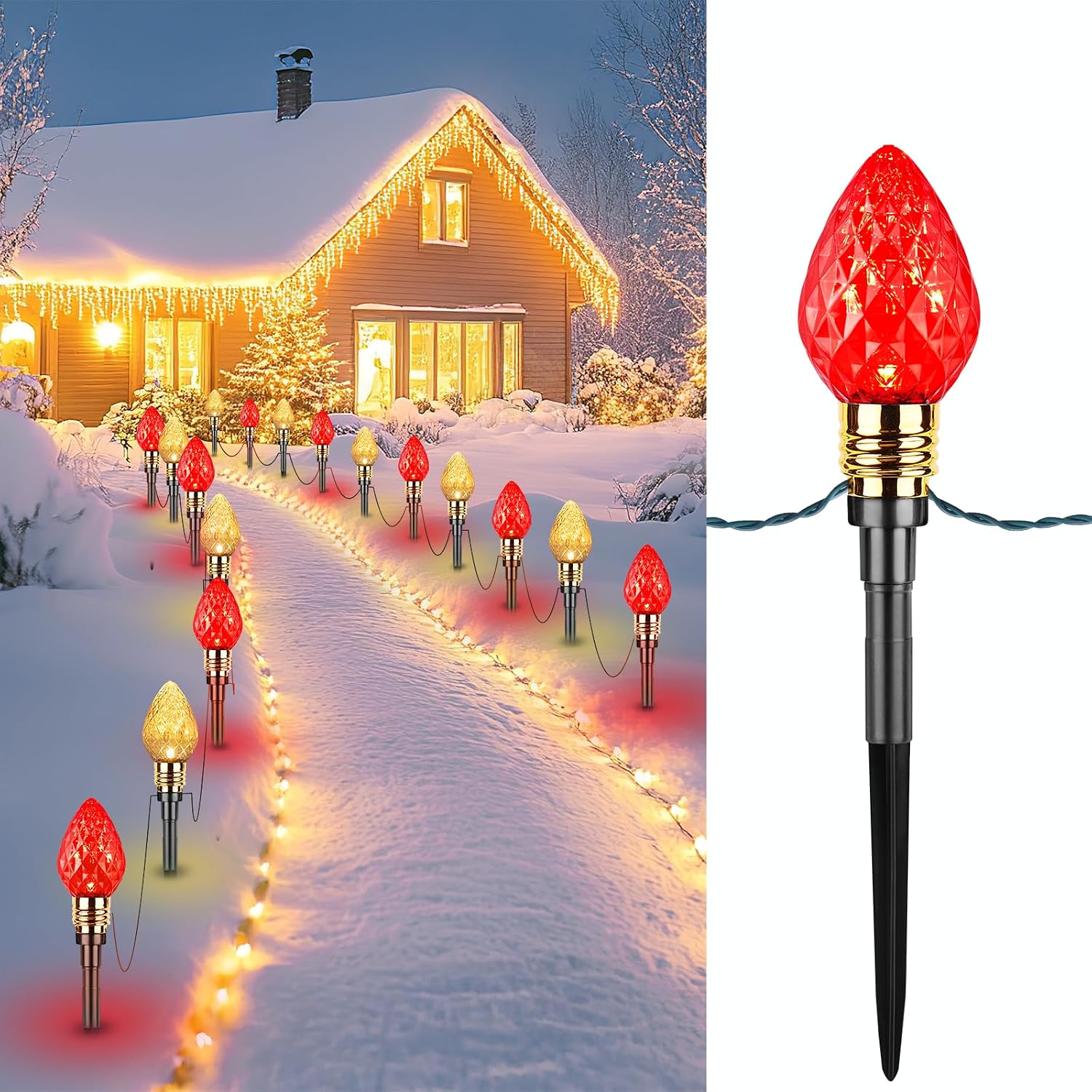 Outdoor Lighting Pathway - 실외용 크리스마스 장식 조명, 딸기 모양