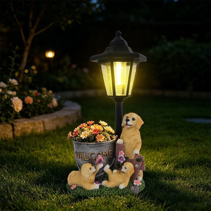 태양광 조명이 달린 골든 리트리버 화분 장식 조형물,  - Outdoor Lighting And Landscape 리뷰 및 가격