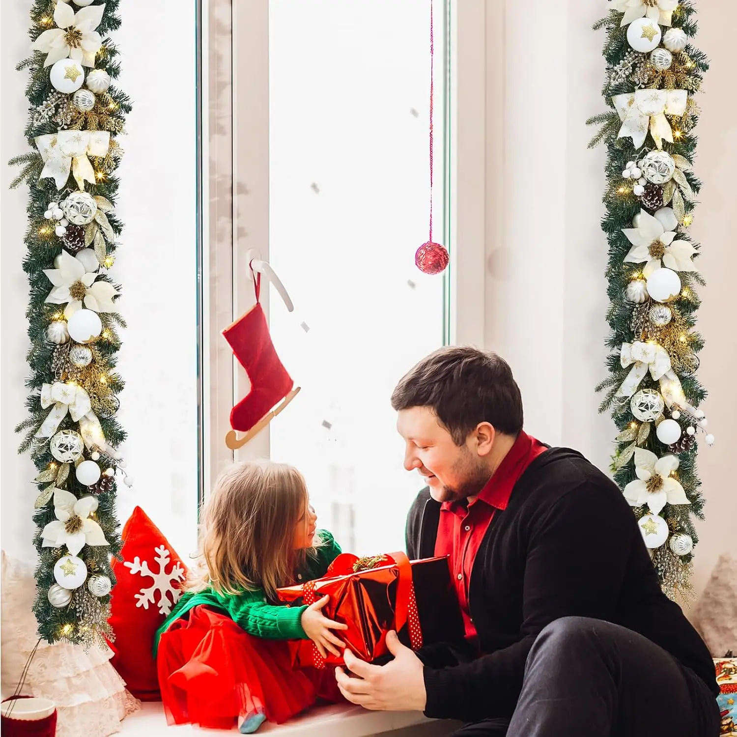 가르비 6피트 크리스마스 장식용 조명 가랜드, 인공 조 - Outdoor Lighting Effects 리뷰 및 가격