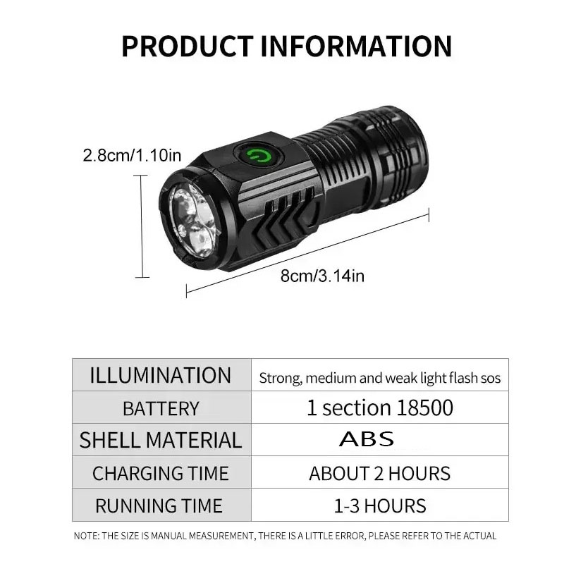 펜 클립이 있는 미니 3LED 손전등, 야간 산책, 휴 - Outdoor Lighting Black 리뷰 및 가격